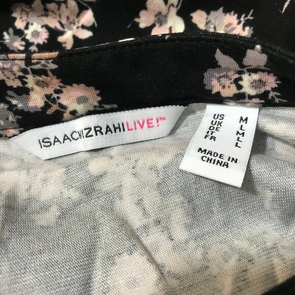 Issac Mizrahi Live! Black Floral Print Blouse Top EUC Medium M Button Down Front - Picture 8 of 9